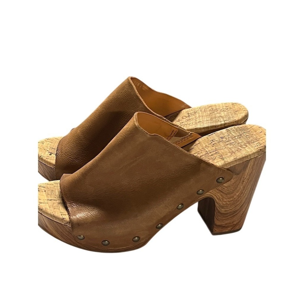 Kork-Ease Mule Heel Womens Shoes Size 6 Brown Open Toe Studded Slip On Boho